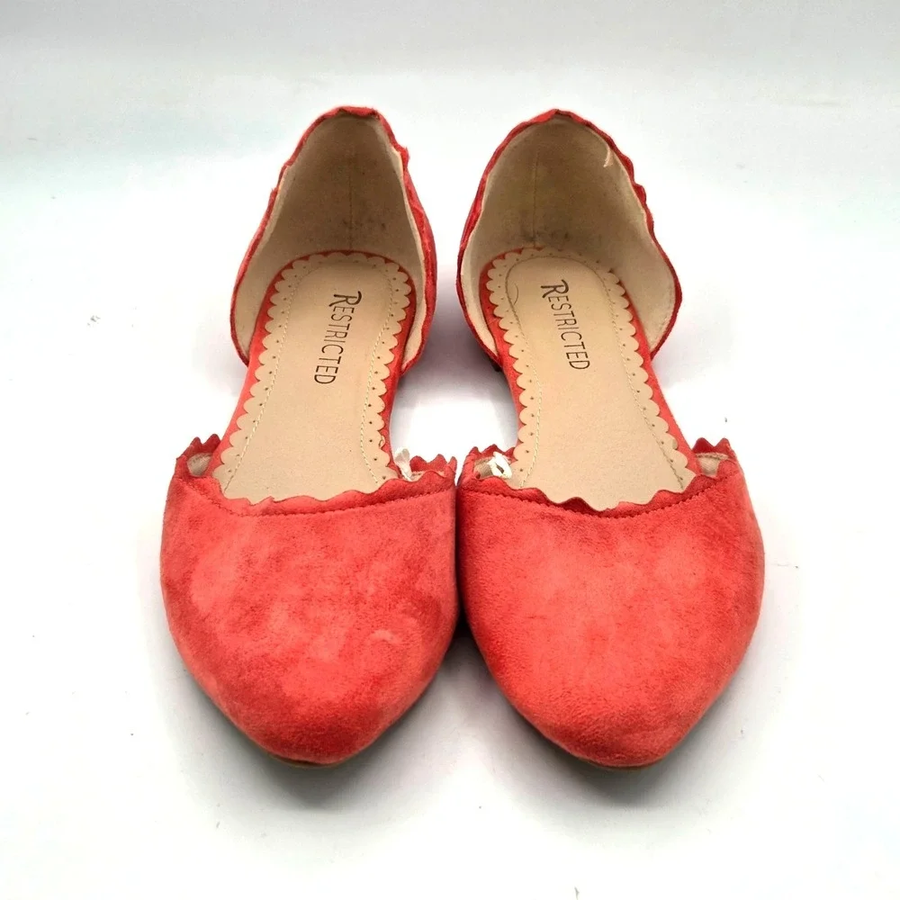 Restricted Coral  D'Orsay Flats Pointed Toe Minimalist Slip‎ On US 8